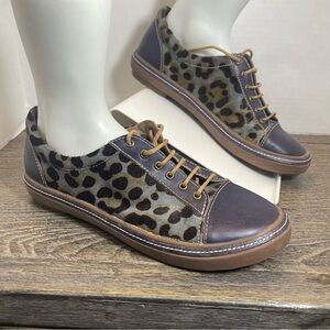 L'Artiste Libbi Leopard Cap Toe Calf Hair Sneakers Shoes Women’s 41 Lace Up used